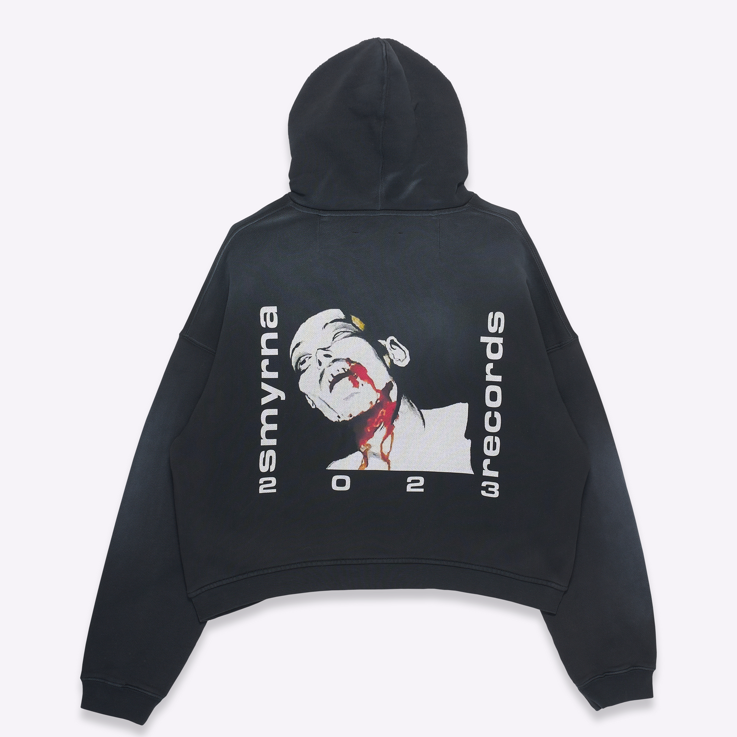Records hoodie in washed black