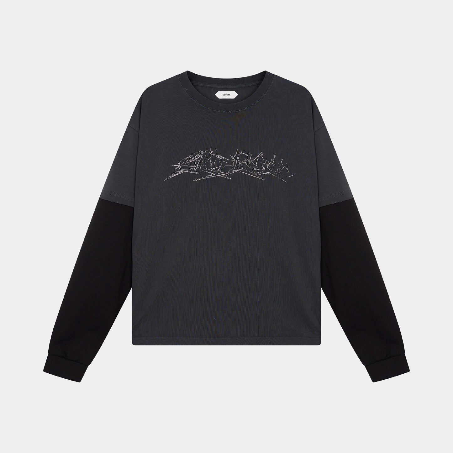SMYRNA Two-color vital L/S t-shirt in washed black - Longsleeve