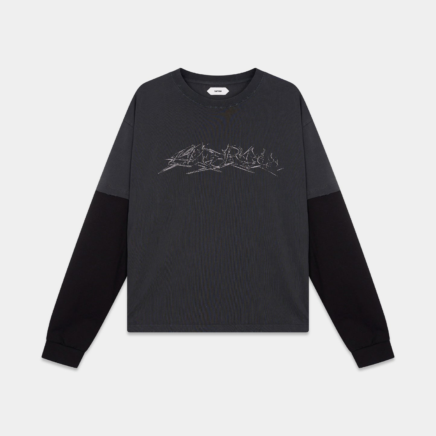 SMYRNATwo-color vital L/S t-shirt in washed black W - Longsleeve